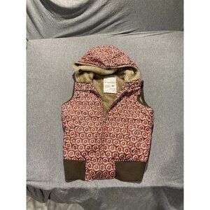 Aeropostale Hooded Vest Women’s Size Medium Brown/ Coral